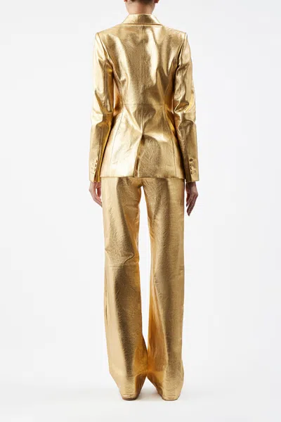 Shop Gabriela Hearst Angela Blazer In Gold Metallic Leather