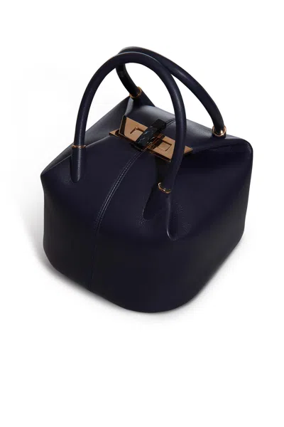 Shop Gabriela Hearst Baez Bag In Navy Nappa Leather
