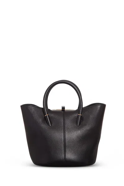 Shop Gabriela Hearst Baez Bag In Navy Nappa Leather