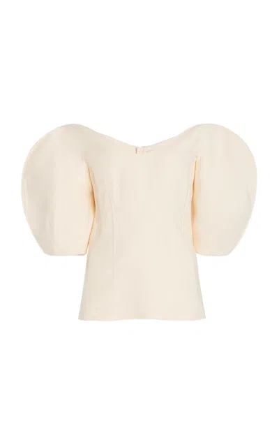 Shop Gabriela Hearst Bartlet Top In Ivory Silk Wool