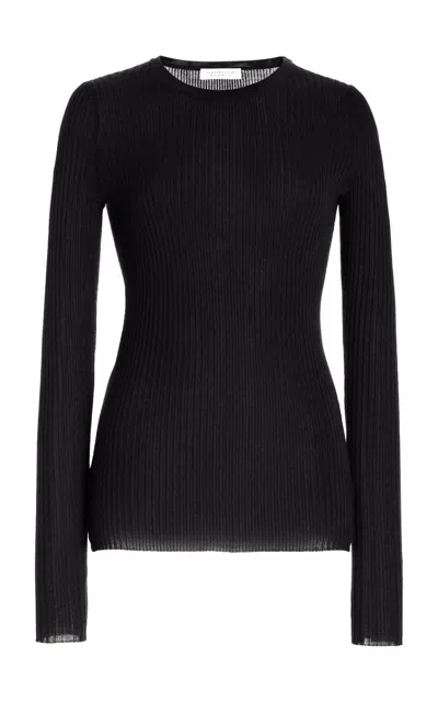 Shop Gabriela Hearst Browning Knit Sweater In Black Cashmere Silk