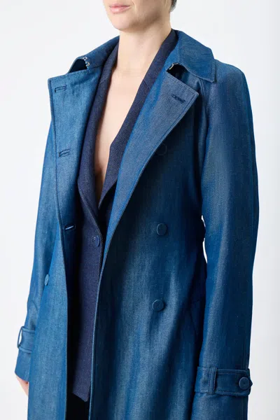 Shop Gabriela Hearst Braden Trench Coat In Deep Fluorite Blue Virgin Wool Linen Twill