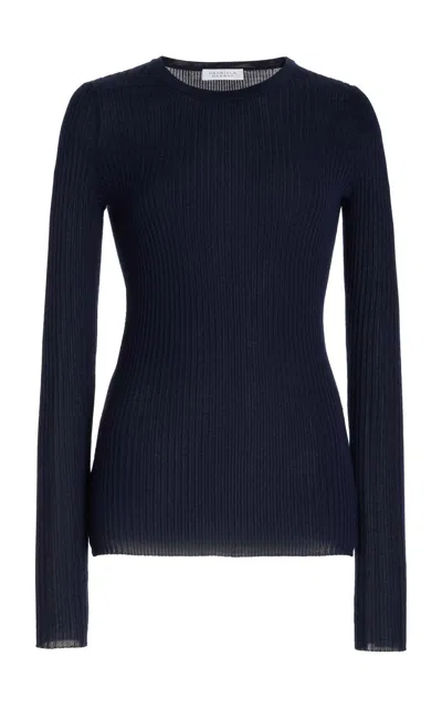 Shop Gabriela Hearst Browning Knit Sweater In Dark Navy Cashmere Silk