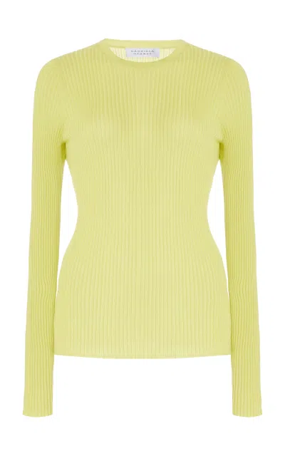 Shop Gabriela Hearst Browning Knit Sweater In Lime Adamite Cashmere Silk