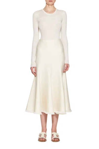 Gabriela Hearst Browning Knit Sweater In Ivory Cashmere Silk In Ivory