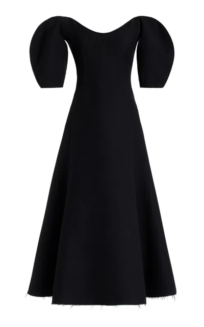 Shop Gabriela Hearst Buisier Dress In Black Wool Silk Cady