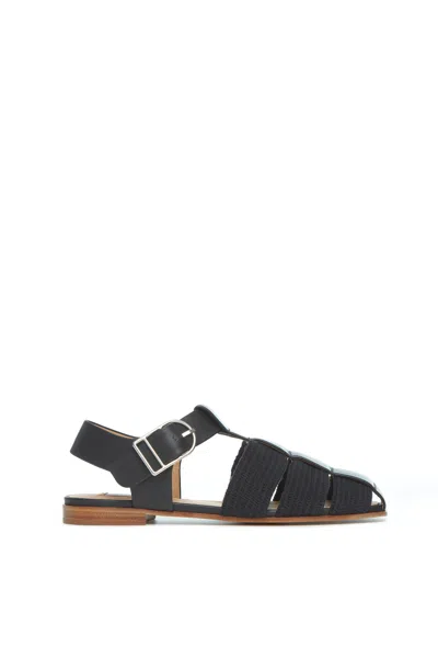 Shop Gabriela Hearst Calla Sandal In Black Leather Crochet