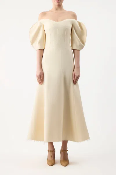 Gabriela Hearst Buisier Dress In Silk Wool In Ivory