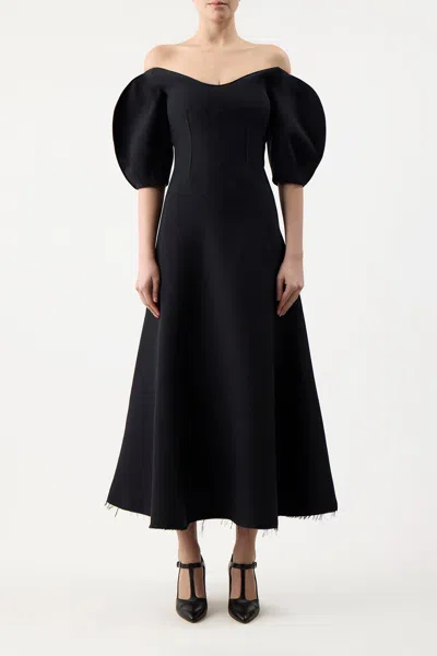 Shop Gabriela Hearst Buisier Dress In Black Wool Silk Cady