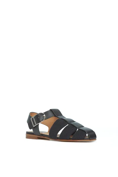 Gabriela Hearst Calla Sandal In Black Leather Crochet In Black