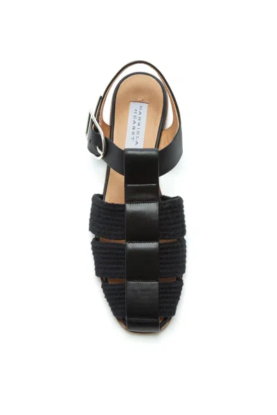 Shop Gabriela Hearst Calla Sandal In Black Leather Crochet