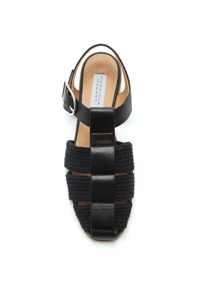 Gabriela Hearst Calla Sandal In Black Leather Crochet In Black