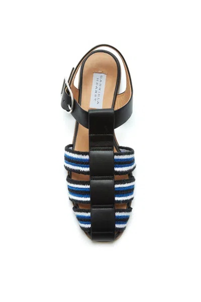 Shop Gabriela Hearst Calla Sandal In Black Multi Leather Crochet In Black/ivory/sapphire