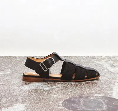 Gabriela Hearst Calla Sandal In Black Leather Crochet In Black