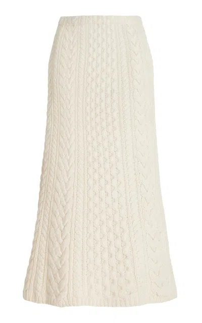 Shop Gabriela Hearst Callum Knit Skirt In Ivory Cashmere