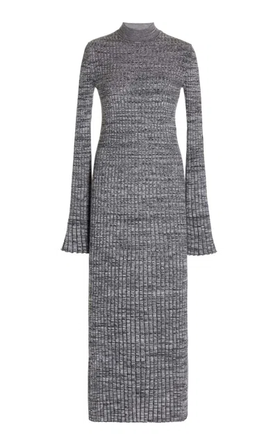 Shop Gabriela Hearst Castor Dress In Aran Cashmere In Charcoal Melange