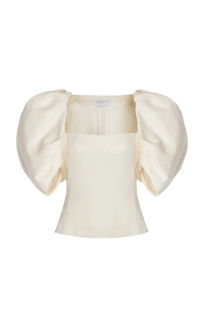 Shop Gabriela Hearst Ceri Top In Ivory Textured Linen