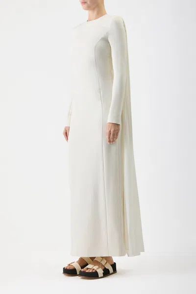Shop Gabriela Hearst Carlota Draped Gown In Silk Wool Cady In Ivory