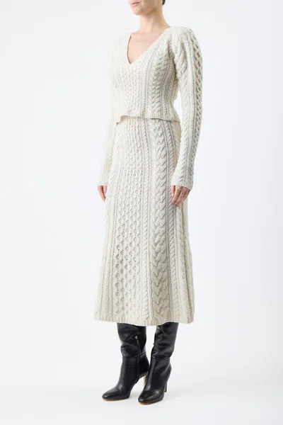 Shop Gabriela Hearst Callum Knit Skirt In Ivory Cashmere