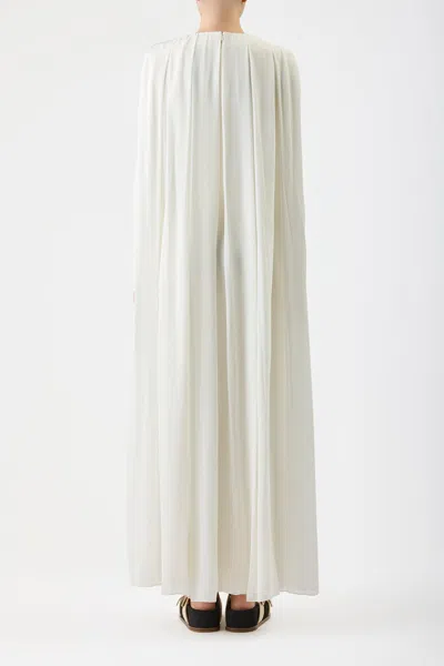 Shop Gabriela Hearst Carlota Draped Gown In Ivory Silk Wool Cady