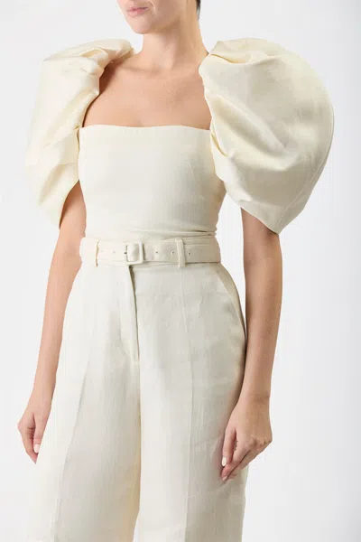 Shop Gabriela Hearst Ceri Top In Ivory Textured Linen