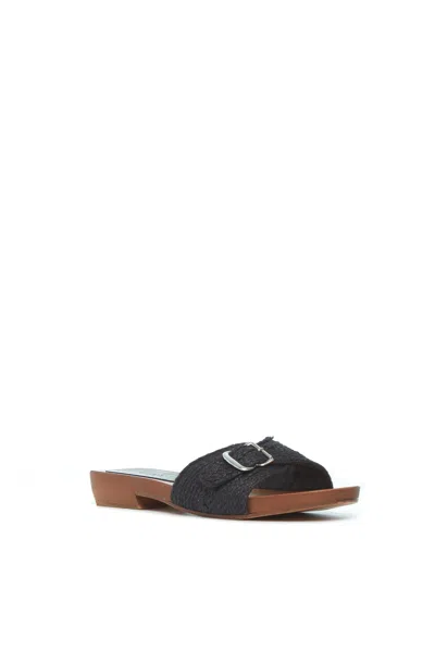 Shop Gabriela Hearst Clover Slide Sandal In Black Leather Jute