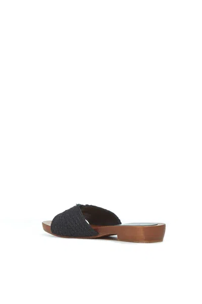 Shop Gabriela Hearst Clover Slide Sandal In Black Leather Jute