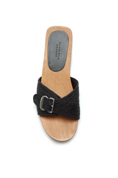 Shop Gabriela Hearst Clover Slide Sandal In Black Leather Jute