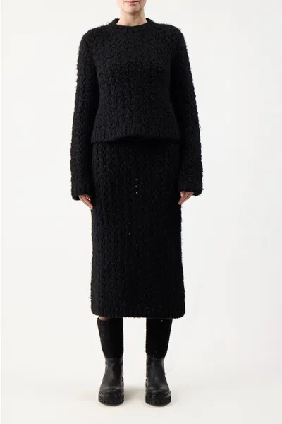 Gabriela Hearst Collin Skirt In Black Welfat Cashmere In Black