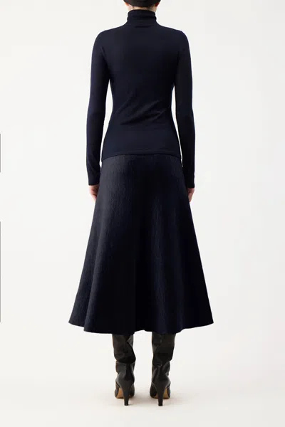 Shop Gabriela Hearst Costa Knit Turtleneck In Dark Navy Cashmere Silk