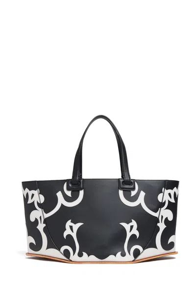 Shop Gabriela Hearst Coyote Tote Bag In Black & Ivory Leather In Black/ivory
