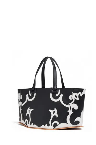 Shop Gabriela Hearst Coyote Tote Bag In Black & Ivory Leather In Black/ivory