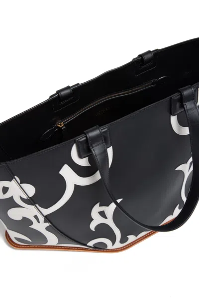 Shop Gabriela Hearst Coyote Tote Bag In Black & Ivory Leather In Black/ivory