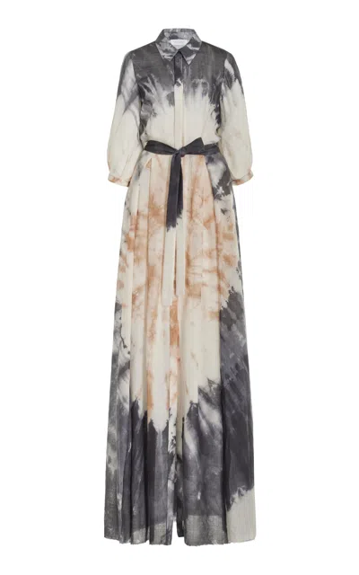 Gabriela Hearst Daisy Dress In Camel Multi Cashmere Silk Gause In Camel Multi