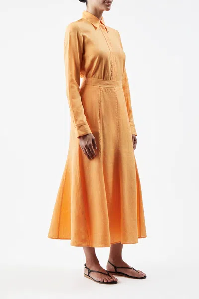 Gabriela Hearst Cruz Shirt In Aloe Linen In Fluorescent Orange