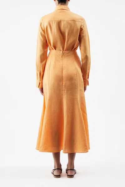 Gabriela Hearst Cruz Shirt In Aloe Linen In Fluorescent Orange