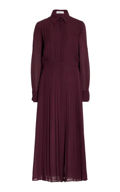 Shop Gabriela Hearst Delphine Dress In Silk Georgette In Deep Bordeaux