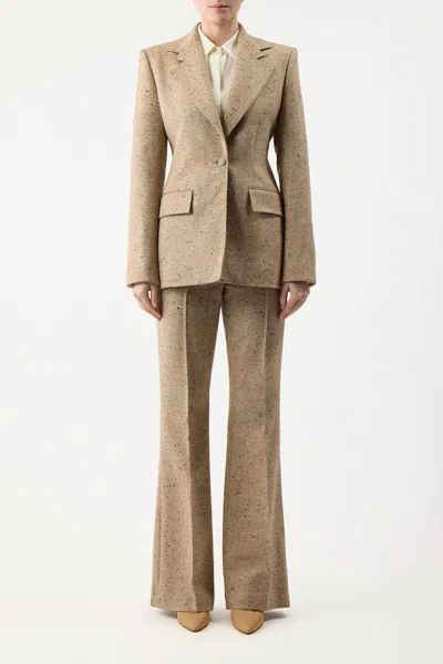 Gabriela Hearst Delmas Cashmere Single-breasted Blazer Jacket In Oatmeal Multi