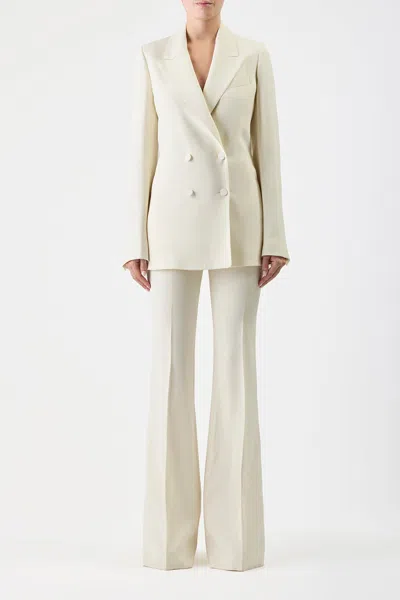 Shop Gabriela Hearst Damus Blazer In Ivory Silk Wool Cady