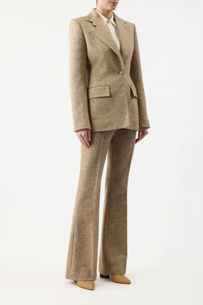 Gabriela Hearst Delmas Cashmere Single-breasted Blazer Jacket In Oatmeal Multi