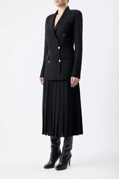 Shop Gabriela Hearst Del Pleated Knit Skirt In Black Wool
