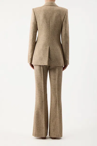 Gabriela Hearst Delmas Cashmere Single-breasted Blazer Jacket In Oatmeal Multi