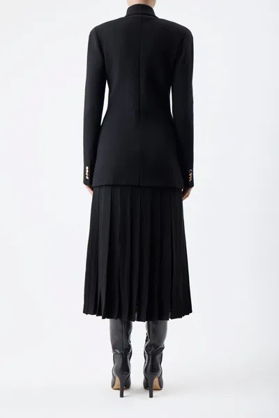 Shop Gabriela Hearst Del Pleated Knit Skirt In Black Wool