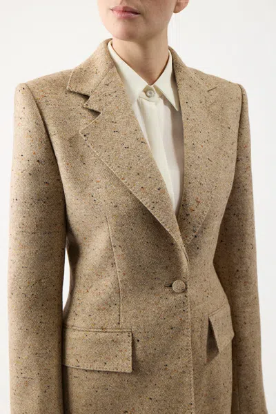 Gabriela Hearst Delmas Cashmere Single-breasted Blazer Jacket In Oatmeal Multi