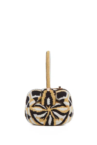 Gabriela Hearst Demi Bag In Gold, Black & Ivory Crochet In Gold/black/ivory