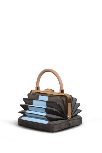 Gabriela Hearst Diana Bag In Grey & Light Blue Suede With Nude Nappa Leather Handle In Grey/light Blue/nude