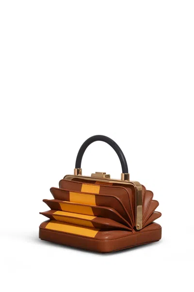 Gabriela Hearst Diana Bag In Cognac, Yellow & Black Nappa Leather In Cognac/yellow/black