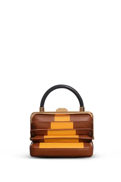 Gabriela Hearst Diana Bag In Cognac, Yellow & Black Nappa Leather In Cognac/yellow/black