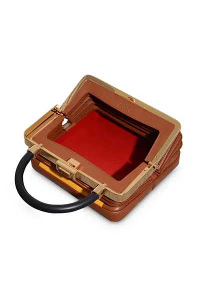 Gabriela Hearst Diana Bag In Cognac, Yellow & Black Nappa Leather In Cognac/yellow/black