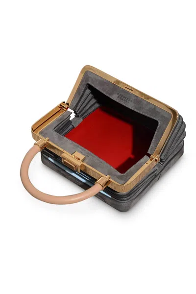 Gabriela Hearst Diana Bag In Grey & Light Blue Suede With Nude Nappa Leather Handle In Grey/light Blue/nude